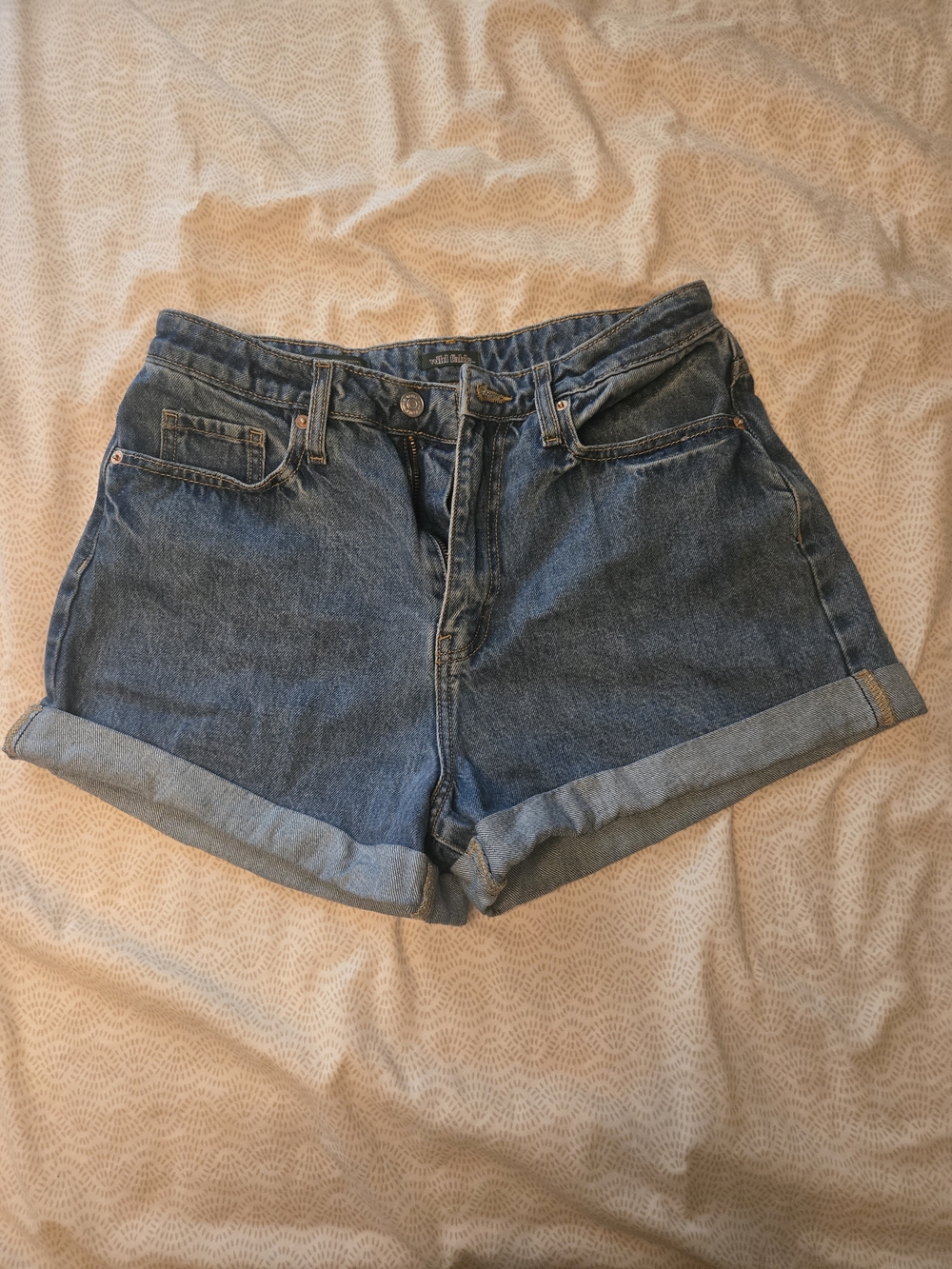 wild fable Mid-Rise Rolled Hem Denim Shorts - Blue